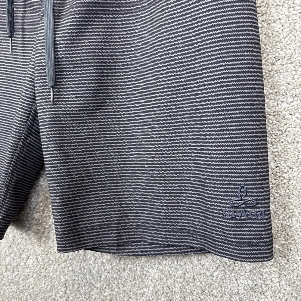 Prana Mens Board Shorts Size 32 Grey Lime Green Striped UPF 50+ Swim Trunks